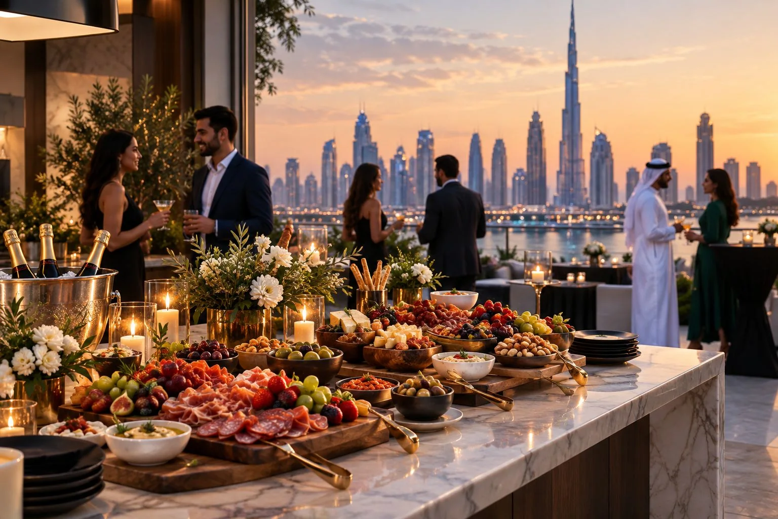 Grazing table set up for a self-served cocktail party