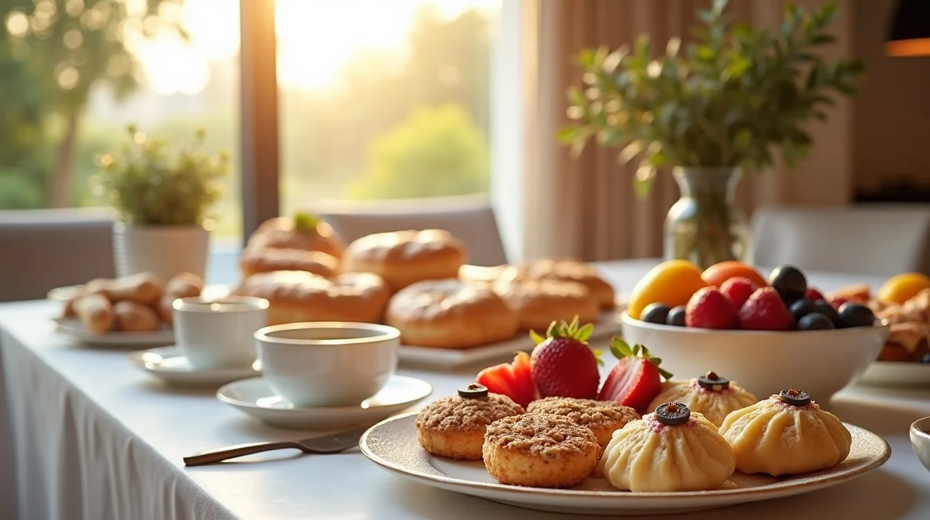 Breakfast catering spread in Dubai