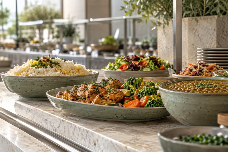 Shared meals arranged at a workplace catering station
