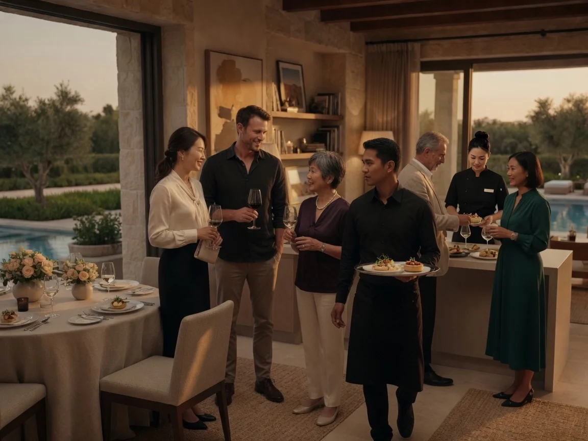 Passed bites on a tray at a Dubai engagement gathering. Experience concept shown.