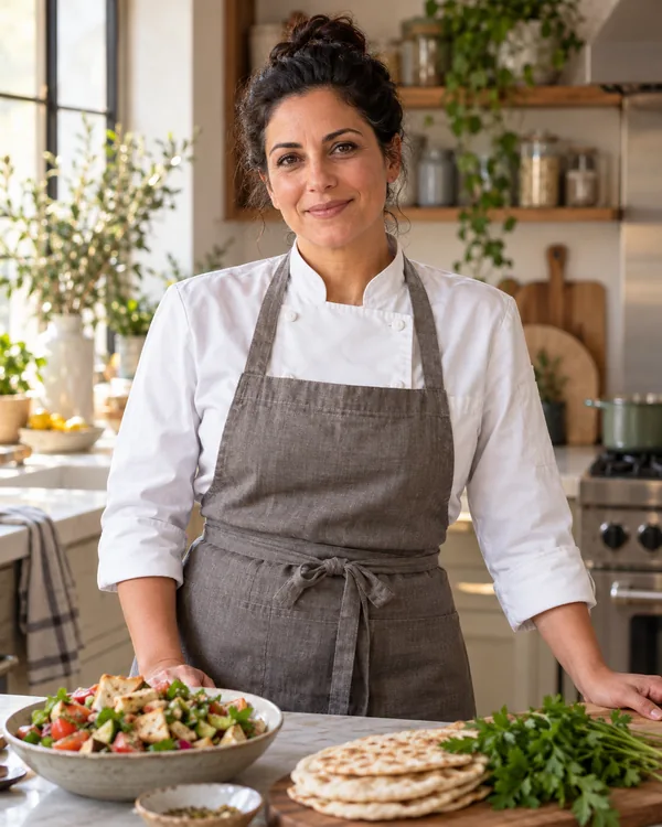 Chef-style portrait for Levantine Family Chef in a private household kitchen