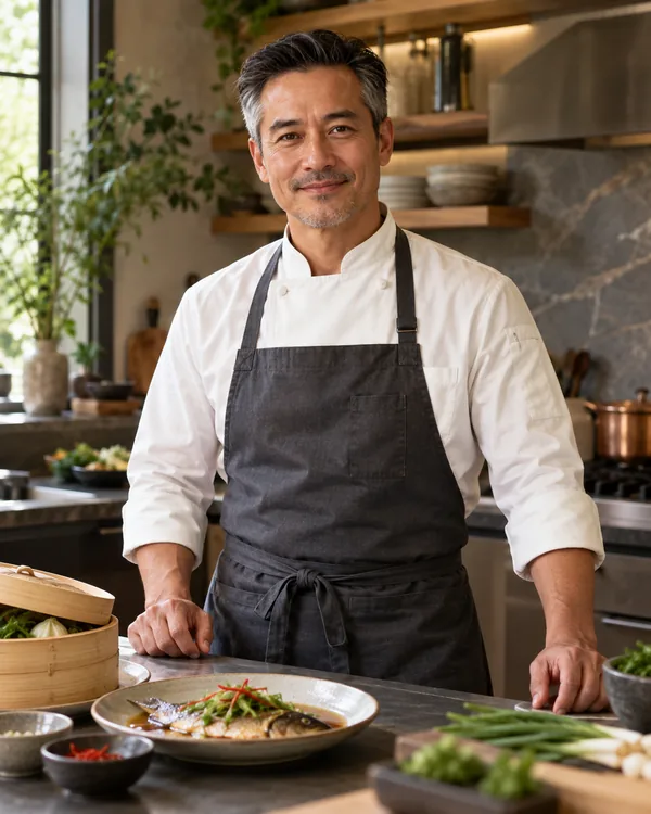 Chef-style portrait for Chinese Regional Private Chef in a private household kitchen