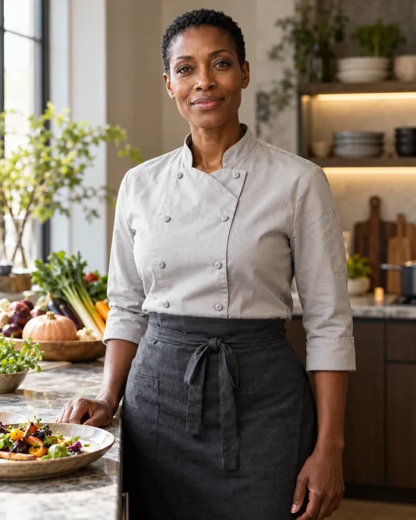 Chef-style portrait for Premium Plant Based Private Chef in a private household kitchen