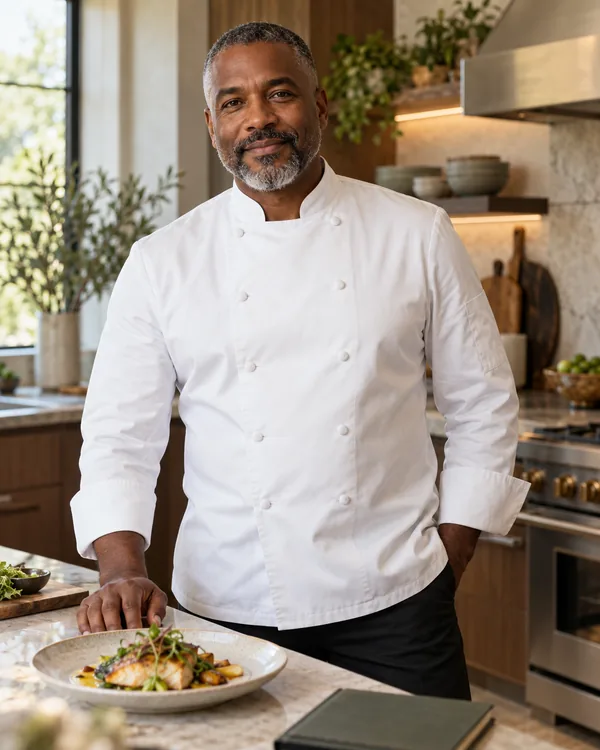 Chef-style portrait for Executive Estate Chef in a private household kitchen