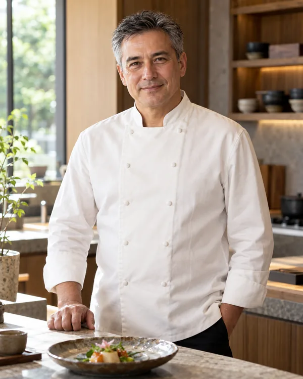 Chef-style portrait for Japanese Fine Dining Private Chef in a private household kitchen