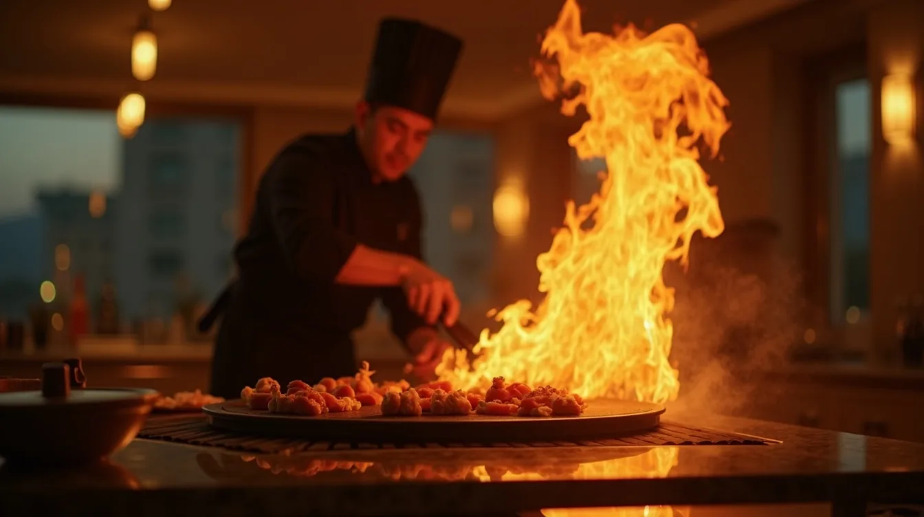 Live cooking station theatre at a Dubai media event