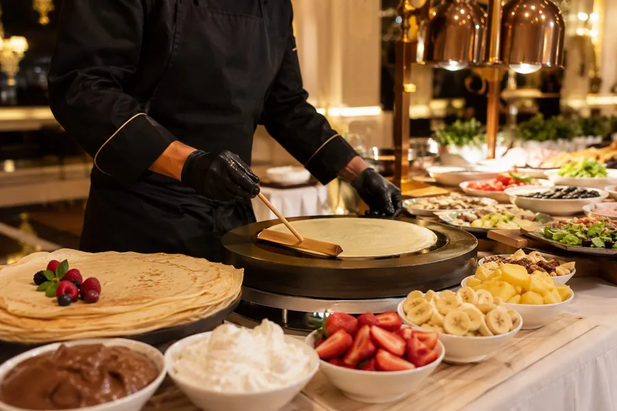 Live Crepe or Pancake Station, myCHEF catering menu