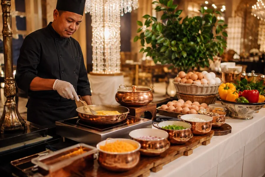 Live Egg Station, myCHEF catering menu