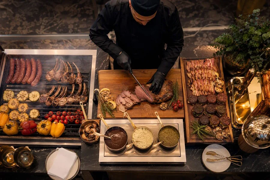 Live English BBQ Station, myCHEF catering menu