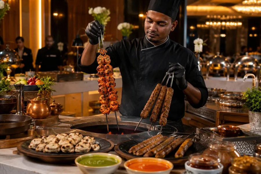 Live Indian BBQ Station, myCHEF catering menu