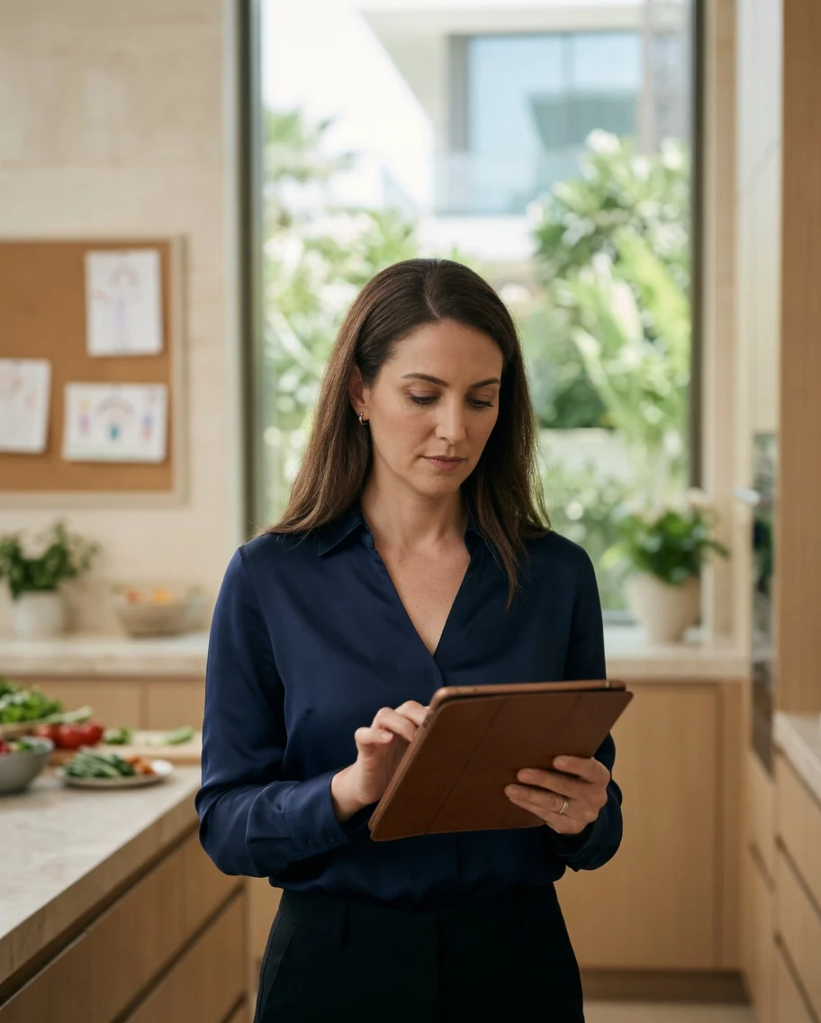 A myCHEF household manager coordinating service. Experience concept shown.