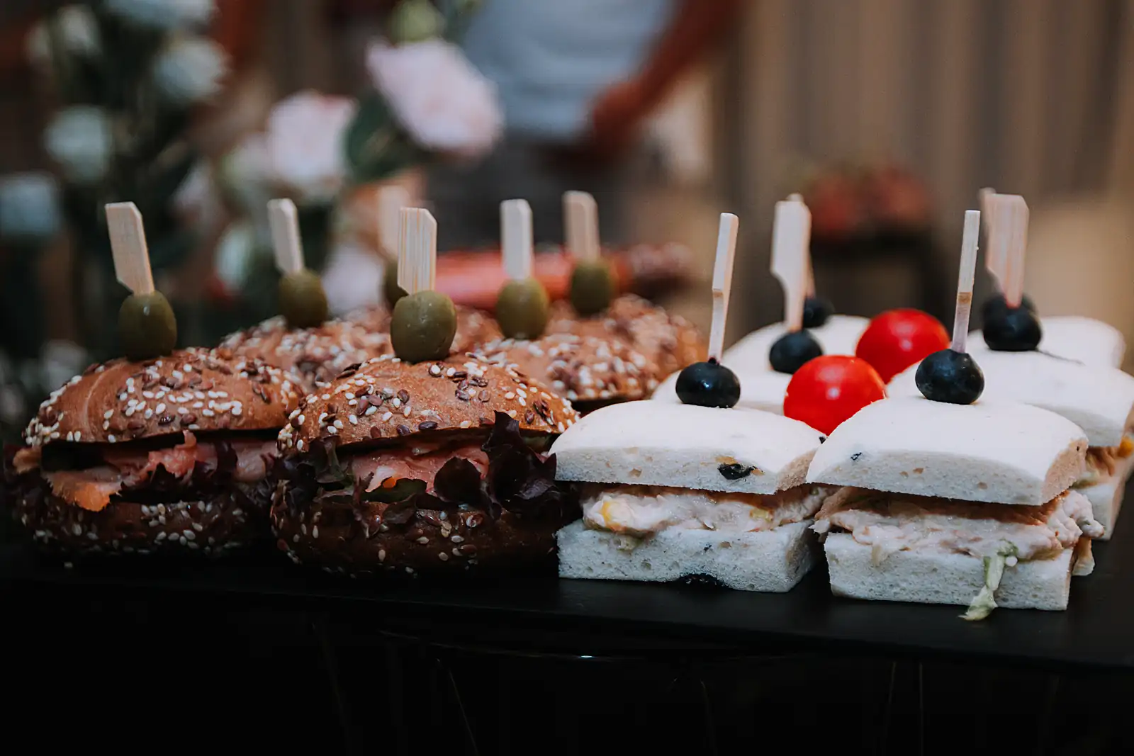 Mini bagels and finger sandwiches prepared for a yacht party, from a previous myCHEF catering day.